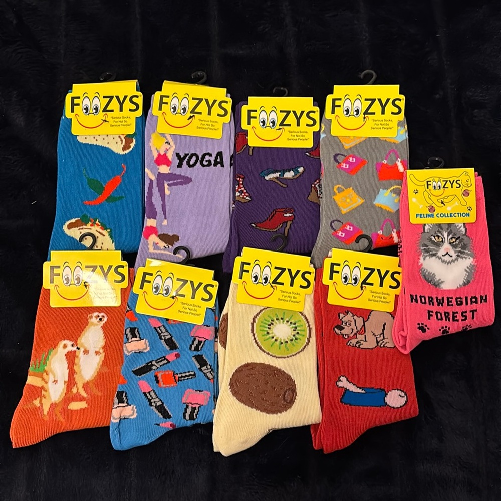 9 Pairs of Foozys Funny Socks size 9-11